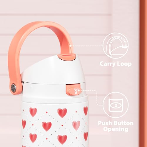 Image of 24 oz Valentine's Day Water Bottle: Meoky Stainless Steel Water Bottle with Straw and Spout Lid - Leak Proof, Cold for 24 Hours, Fits in Car Cup Holder, BPA-Free for Her Women Girls, Amora