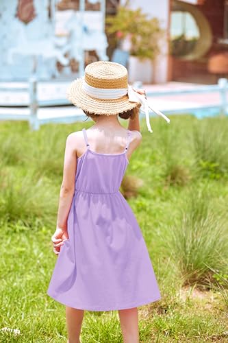 Arshiner Girl Summer Spaghetti Strap Casual Knee Length Cami Dresses for 4-12 Year4