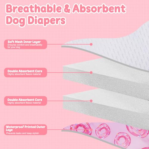Image of Reusable Female Dog Diapers with Suspender, Washable Dog Period Panties, Highly Absorbent Female Dogs Diapers for Heat Incontinence, X-Large