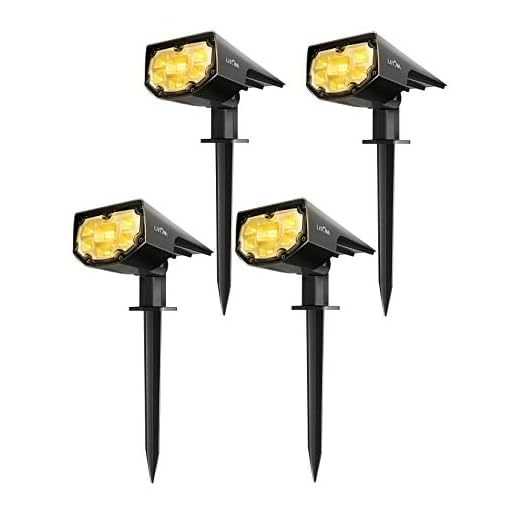 LITOM 12 LED Solar Landscape Spotlights, IP67 Waterproof Solar Powered Wall Lights 2-in-1 Wireless Outdoor Solar Landscaping Lights for Yard Garden Driveway Porch Walkway Pool Patio 4 Pack Warm White