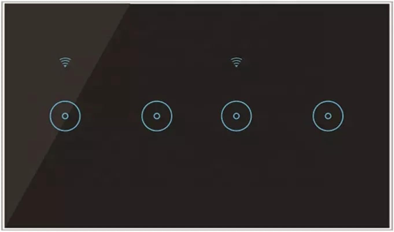 ZMIN WiFi Smart Wall Light Switch 10A Glass Touch Panel WiFi Interuptor Wireless Remote Control Tuya Voice Control 6-Gang Black tuya