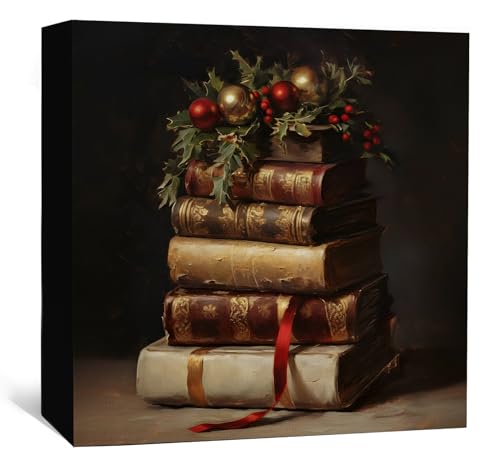 Nitelat Dark Academia Christmas Book Sign, Vintage Rustic Moody Xmas