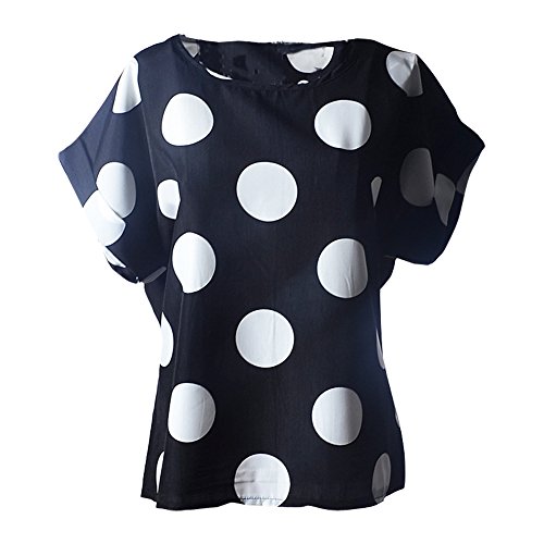 Shawhua Womens Cute Geometric Print Loose Chiffon Blouses Top Shirt X-Large Polka Dot