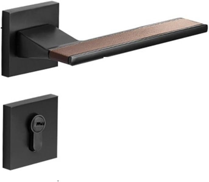 Indoor Bedroom Door Lock Minimalist Magnetic Silent Leather Handle Lock Solid Wood Door Lock Room Household Mechanical Split Lock(C blackbrown Leather A08 A218)