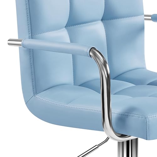 Image of Yaheetech Bar Stools Set of 4, Swivel with Backs, Adjustable Height, Blue