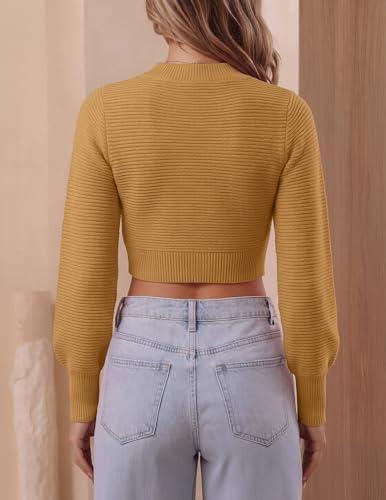 Image of ZESICA Women's Fall Mock Neck Cropped Sweaters 2026 Long Sleeve Soft Ribbed Knit Pullover Tops Winter Fashion Outfits