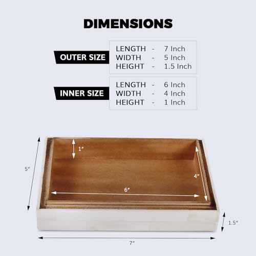 Image of Handicrafts Home Jewelry Gift Boxes - Decorative Organizer and Storage Box for Decor White Bone Inlay 5x7x1.5