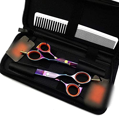 Ensemble ciseaux de coiffure professionnels plats et dents colorés - 3