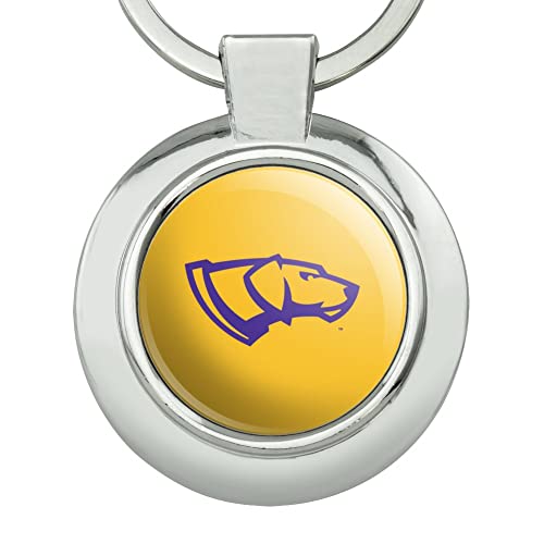 Graphics & More University Of Wisconsin-Stevens Point Secondary Logo Keychain Classy Round Chrome Plated Metal #TOP2