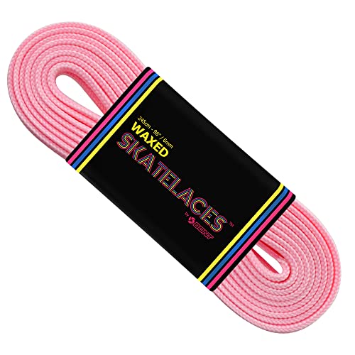 Bont Cordones para patines | Encaje encerado | Patines artísticos, patines en línea, botas y zapatos regulares | Bubblegum rosa (8 mm de ancho / 71 pulgadas / 180 cm)