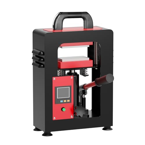 Máquina de extracción de resina de 5 toneladas y 600 W, prensa hidráulica de doble cara con placas calefactoras doble, control de temperatura y temporizador, Extracción de Colofonia Para Flores Secas