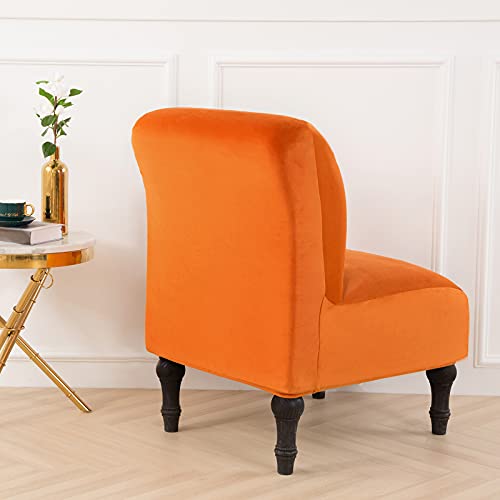 Mifxin Armless Accent Chair Covers Velvet Stretch Soft Slipcovers For Slipper Chair Without Arms Washable Chair Sofa Couch Furniture Protector Cover For Living Room Bedroom Hotel (Orange, 2 Pack) #TOP3