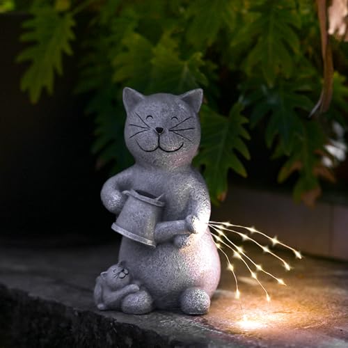 JINGTOPS Katzen Deko Garten Figuren Geschenke Für Katzenliebhaber,Led...