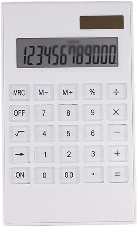White Computer Solar 12 Bit Crystal Button Power Office Portable Calculator