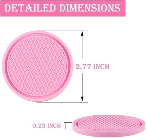 SINGARO Car Cup Coaster, 4PCS Universal Non-Slip Cup Holders Embedded in Ornaments Coaster, Car Interior Accessories, Pink