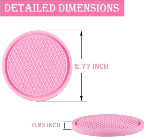 SINGARO Car Cup Coaster, 4PCS Universal Non-Slip Cup Holders Embedded in Ornaments Coaster, Car Interior Accessories, Pink