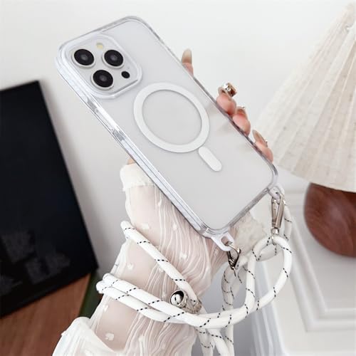 Coque transparente iPhone 12 Pro Max cordon collier blanc au design minimaliste épuré