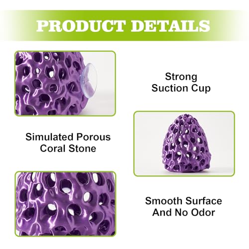 Image of Shrimp Dome Hide, Shrimp Hides for Aquarium, Betta Fish Hideout with Suction Cup, Betta Habitat Tank Ornament Accessories, Aquarium Decor for Small Fish Guppy Hiding Resting (Purple)
