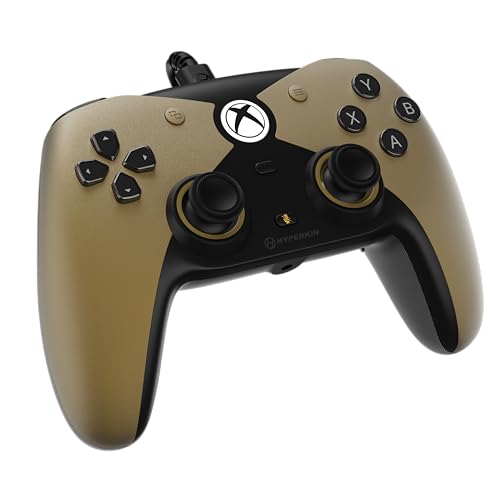 Image of Hyperkin The Competitor Wired Controller for XBOX Series X|S, XBOX One & PC with Hall Effect Joysticks & Impulse Triggers; Symmetrical Layout & Precision D-Pad - Officially Licensed XBOX - Midas Touch (Gold)
