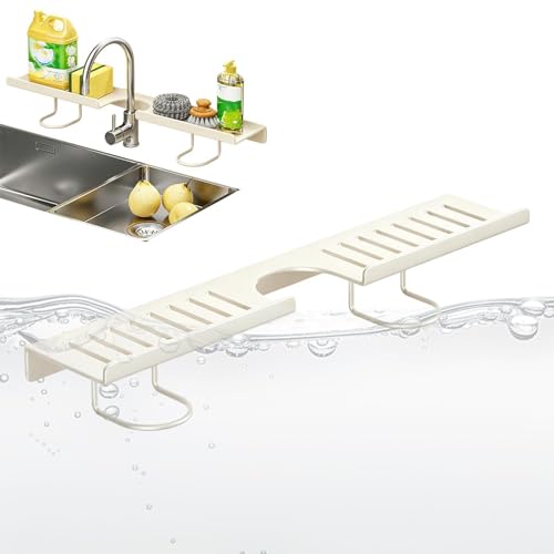 Estantería de baño sin taladrar con estante extraíble para grifo y utensilios 2
