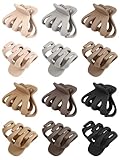 Kavya 12 Pezzi Mollette Capelli Donna 4cm Mollettone Capelli Donna Polpo Pinze per Capelli Piccole Mini Mollettoni Capelli Forte Pinza Capelli Antiscivolo Ciappi per Capelli (Toni Della Terra)