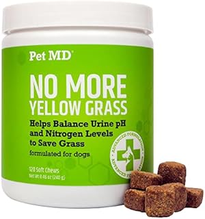 Pet MD Lawn Aid Chews - No More Yellow Spots Dog Urine Neutralizer for Lawn - pH-Balancing Helps Prevent Dog Pee from Killing Grass - Enhanced with Digestive Probiotics for Dogs & Puppies - 120 ct