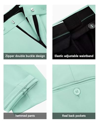 Mens Suits Slim Fit 2 Piece, Solid Blazer Pants Business Suit Set Prom Tuxedo Wedding Suit Jacket Pants Set4