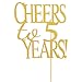 Cheers to 5 Years Cake Topper -Gold Glitter Hello 5 - Happy 5 Birthday Cake Topper 5th Biryhday/Wedding Anniversary Party Decoration
