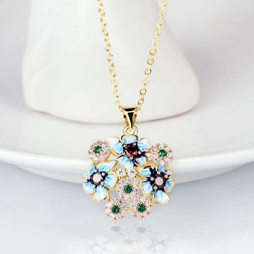 Bijoux en émail bleu et argent : boucles d'oreilles à fleurs - 3
