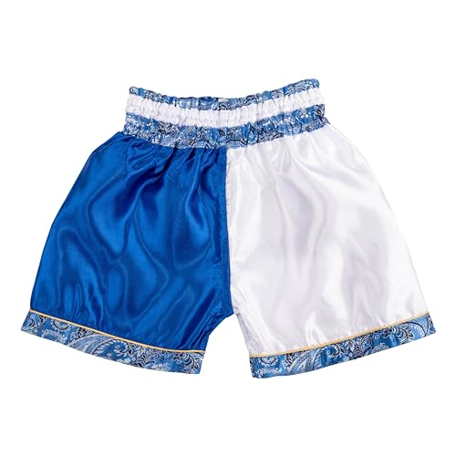 MUAY NATION Pantalones Cortos de Muay Thai para Niños (2 Años - 12 Años) Niñas Niños Pantalones de Boxeo para Kickboxing MMA Artes Marciales (FR/ES, Edad, 4 años, 6 años, Regular, Blanco/Azul) - imagen 2