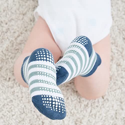 Image of Zaples Baby Non Slip Grip Ankle Socks with Non Skid Soles for Infants Toddlers Kids Boys Girls