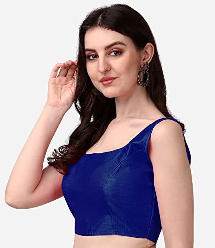 Image of Vihu Fashion Plain Sleeveless Pattern Readymade Blouse U Neck Choli