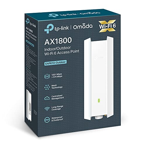 Image of TP-LINK EAP610-Outdoor AX1800 Indoor /Outdoor WiFi 6 Access Point, 1.8 Gbps, Long Range Coverage, IP67 Weatherproof, OFDMA, MU-MIMO, OMADA Messh