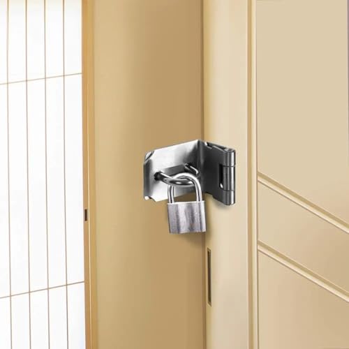 Bulevisiter Cerrojo de acero inoxidable con cerradura de seguridad de ángulo recto de 90 grados con tornillos y llaves, hardware de bloqueo antirrobo de puerta para cobertizo, armario (4 pulgadas 90°)