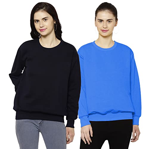 Image of Mack Jonney Fleece Round Neck Sweatshirt for Women (Pack of 2)-SW RN NVY Sky 002-P