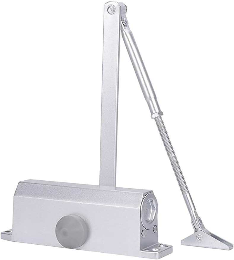 Door Closer Satin Stainless Steel Aluminum Alloy Door Accessory with Hydraulic Hinge 2 Adjustment Valves, for Residential and Commercial Door (Medium)