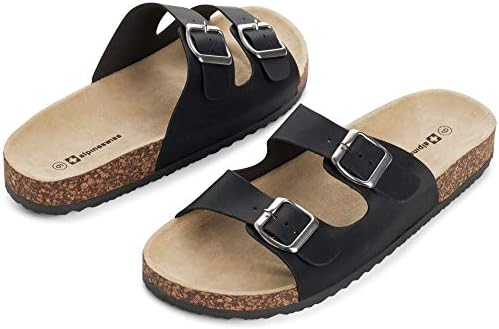 Alpine Swiss Mens Double Strap Casual Slides Flat Sandals BLK US 9 | Image 3