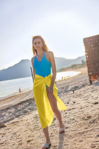 Image of Ekouaer Women Sarong Swimsuit Coverups Chiffon Long Bikini Wraps Sheer Beach Bathing Suit Cover Up