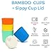 ECO MATTERS Bamboo Toddler Cups: Set of 4 Cups with 【1 Spill Proof Sippy Cup Lid】Microwave Safe， Biodegradable，Reusable Drinking Cup Sets for Kids and Toddlers - BPA Free，Non-Toxic，Non Plastic