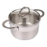 Mit ofenfesten Griffen GRÄWE Kochtopf Ø 16 cm, mit Glasdeckel, 1,5 Liter Skala, Edelstahl, induktionsgeeignet, Serie\