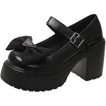 Womens Platform Mary Janes Heart Cat Buckle Rivets Ankle Lolita Gothic Princess Platform Pumps Patent Leather Thorn Vintage Traditional Embroidery Upper Dress Shoes