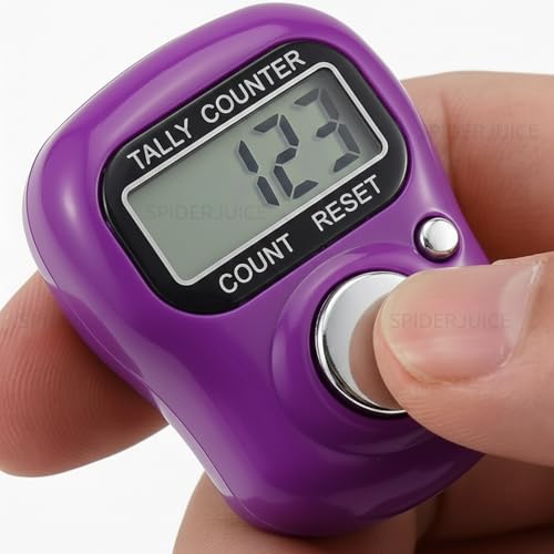 Image of 99999 5 Digit Multiuse Digital Electronic Portable Mini Hand Tally Clicker Counter Finger Ring Mantra Jaap Device Machine Cricket Umpire Counting Zikr Ziker Dhikr (1101 Purple)