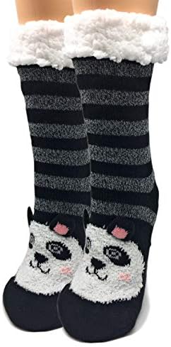 ooohyeah Women’s Animal Lovers Sherpa Panda Panda Slipper Socks One Size