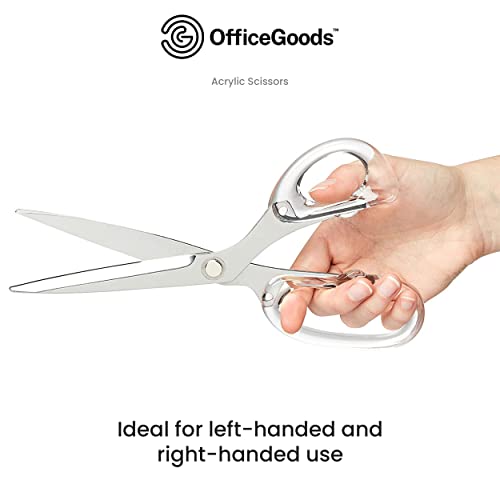Officegoods Acrylic & Stainless Steel 9" Scissors - Modern Design For The Stylish Home, Office, Or School - Perfect For Arts & Crafts, Scrapbooking, Fabric, & Sewing - Silver #TOP2