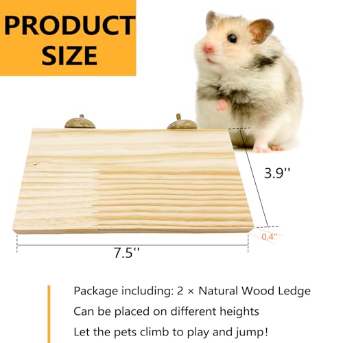 Image of 2Pcs Hamster Wooden Ledge Platform 7.5 x 4 inch Rat Stand Platform Chew Toys Cage Accessories for Squirrel Gerbil Suger Glider Rat Hamsters Bird