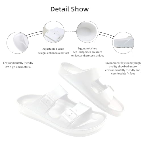 Unisex Men‘s and Women’s Lightweight Flat Sandals Waterproof Comfort Soft Slides Double Buckle Adjustable EVA Slip-on Flat Sandals3