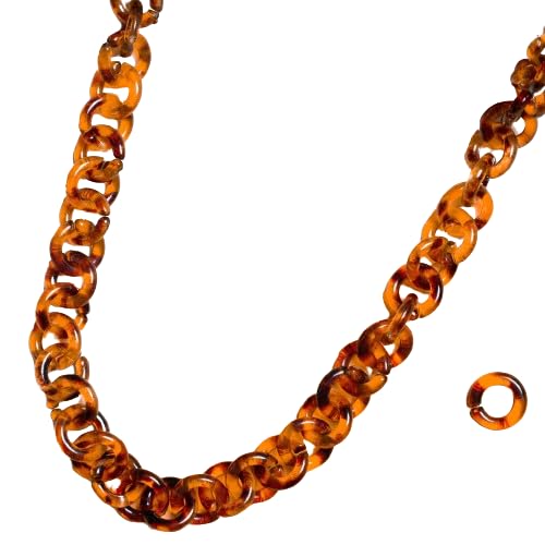 Image of SATRA TRADERS Tortoise Shell Acrylic Chain | Size : 13mm | 1mtr | AC23 | Brown
