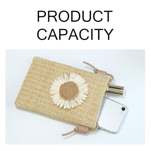 Straw Small Crossbody Bags for Women,Flower Beach Clutch Purse for Summer Vacation,Mini Cell Phone Shoulder Bags3