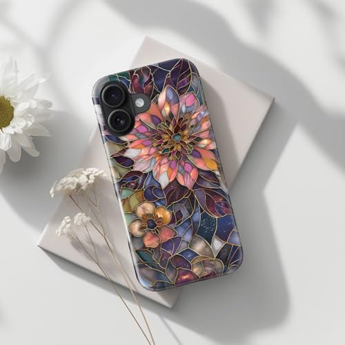 Image of Goodon for iPhone 16 Plus Case Cute - Wireless Charging Compatible - Dual-Layer Hard Shell + Silicone Cover - Protective Phone Case with Trendy Designs for Women - Blooming Purple Flower
