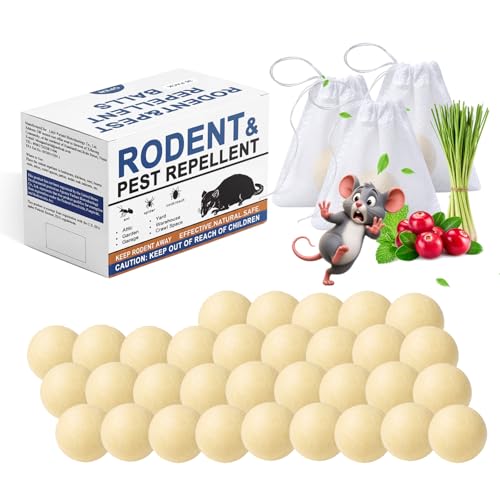 Image of Mouse Repellent Balls 32 Pack, Peppermint Rodent Repellent for Mice and Rats, Natural Mouse Deterrent Indoor Outdoor, Long Lasting Pest Control for Home, Garage, Basement, Attic, Car